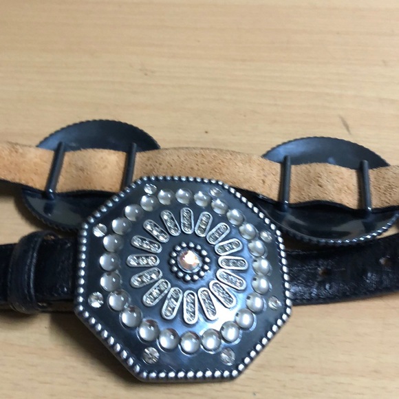 Tony Lama Men - Ostrich Print Western Belt (Black) 1373L